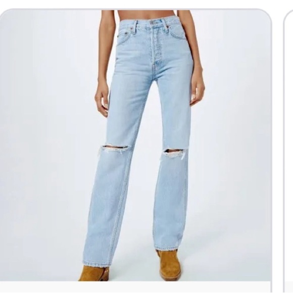 Nwt Re/Done 90's High Rise Loose Bleach Destroy 188-3whrl Distressed Size 29